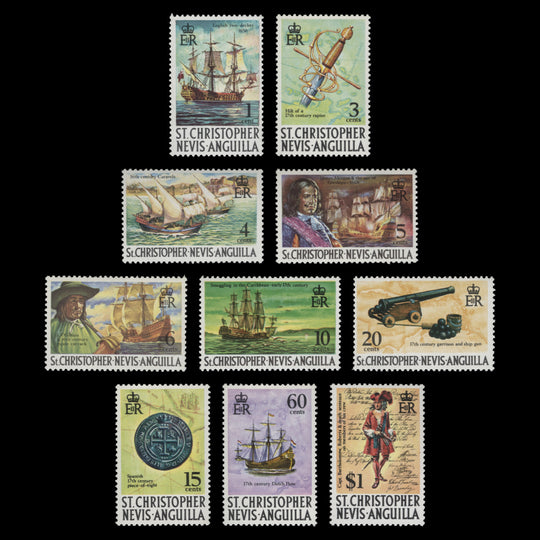 St Christopher Nevis Anguilla 1975-77 (MNH) Maritime definitives, spiral watermark