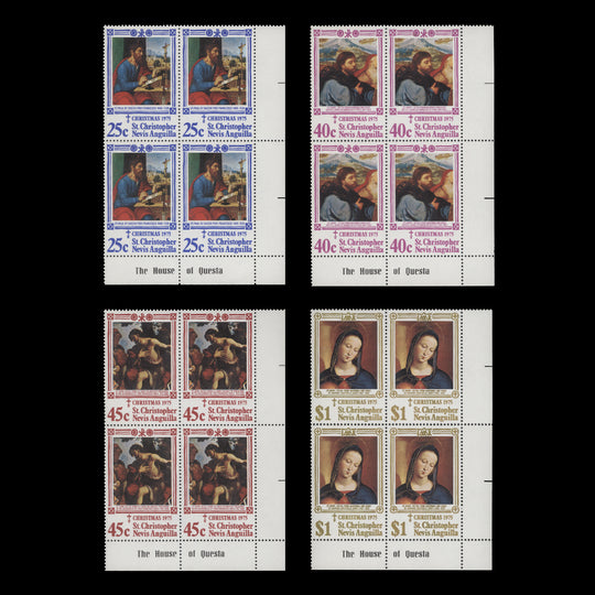 St Christopher Nevis Anguilla 1975 (MNH) Christmas imprint blocks