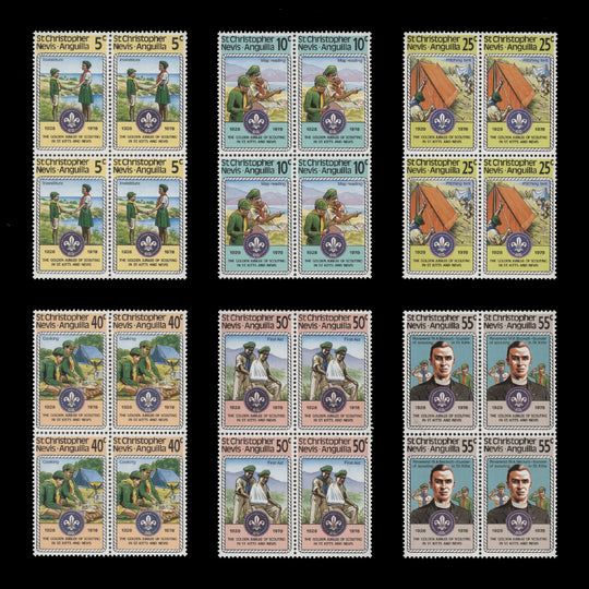 St Christopher Nevis Anguilla 1978 (MNH) Boy Scouts Anniversary blocks