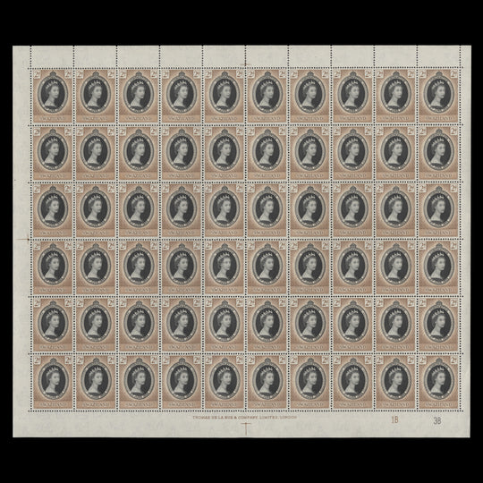 Swaziland 1953 (MNH) 2d Coronation plate 1B–3B pane of 60 stamps
