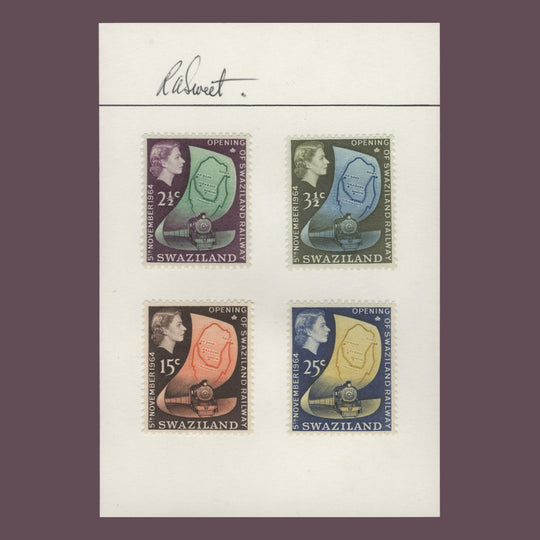 Swaziland 1964 Opening of Swaziland Railway presentation card signed by designer