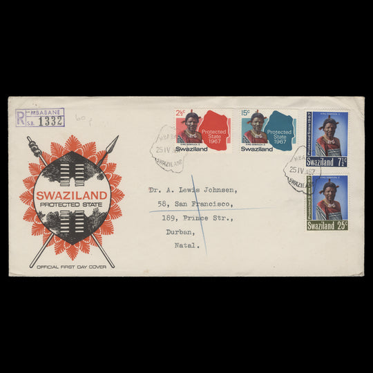 Swaziland 1967 Protected State first day cover, MBABANE