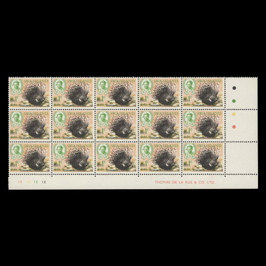Swaziland 1969 (MNH) 1c Porcupine plate 1E–1E–1E–1E block