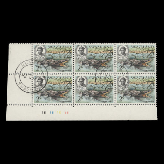 Swaziland 1974 (CTO) 2c Crocodile plate 1E–1E–1E–1E block