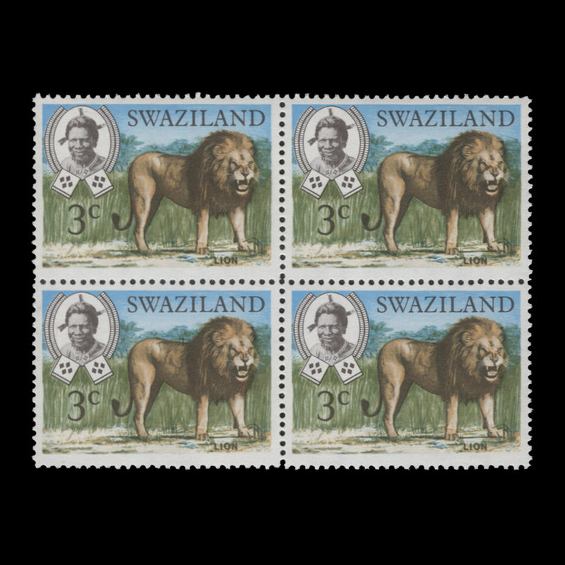 Swaziland 1975 (MNH) 3c Lion block