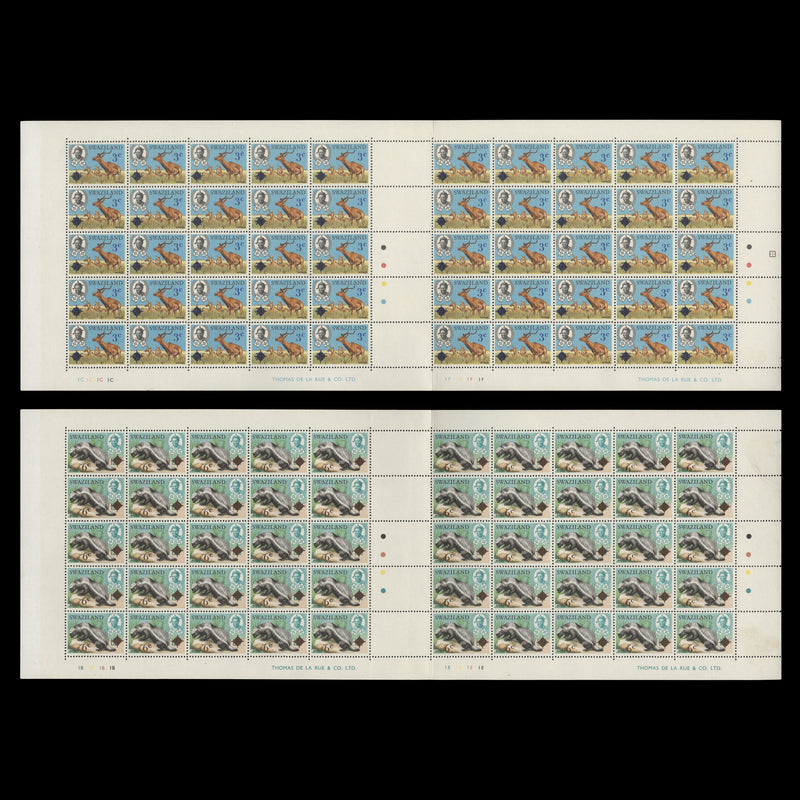 Swaziland 1975 (MNH) Wildlife Provisionals double panes of 50 stamps
