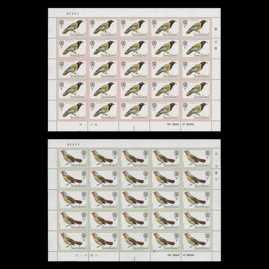Swaziland 1976 (MNH) Birds Definitives panes of 25 stamps