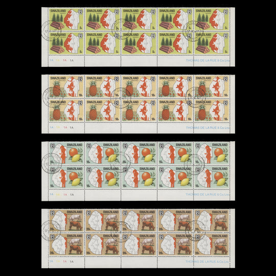 Swaziland 1977 (CTO) Region Maps imprint/plate blocks