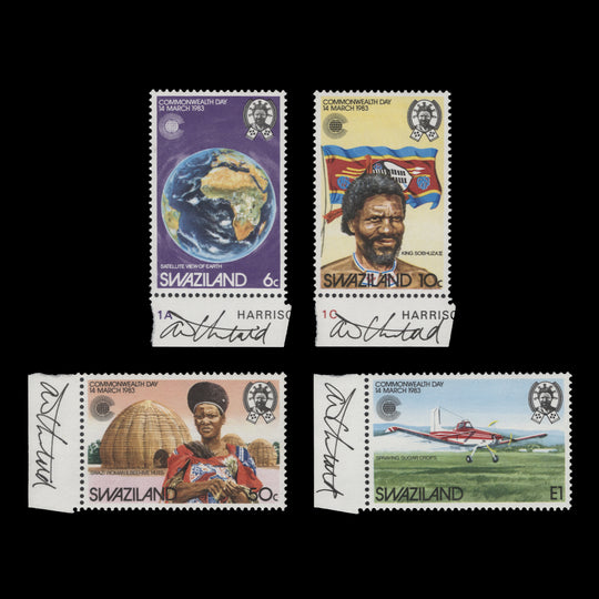 Swaziland 1983 (MNH) Commonwealth Day singles signed by designer