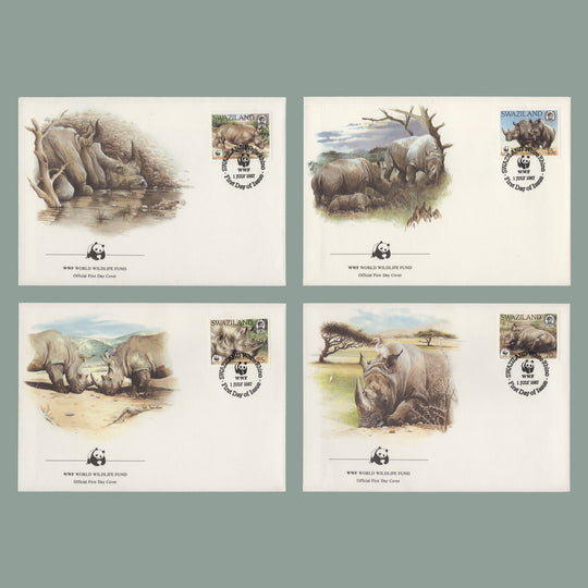 Swaziland 1987 White Rhinoceros first day covers