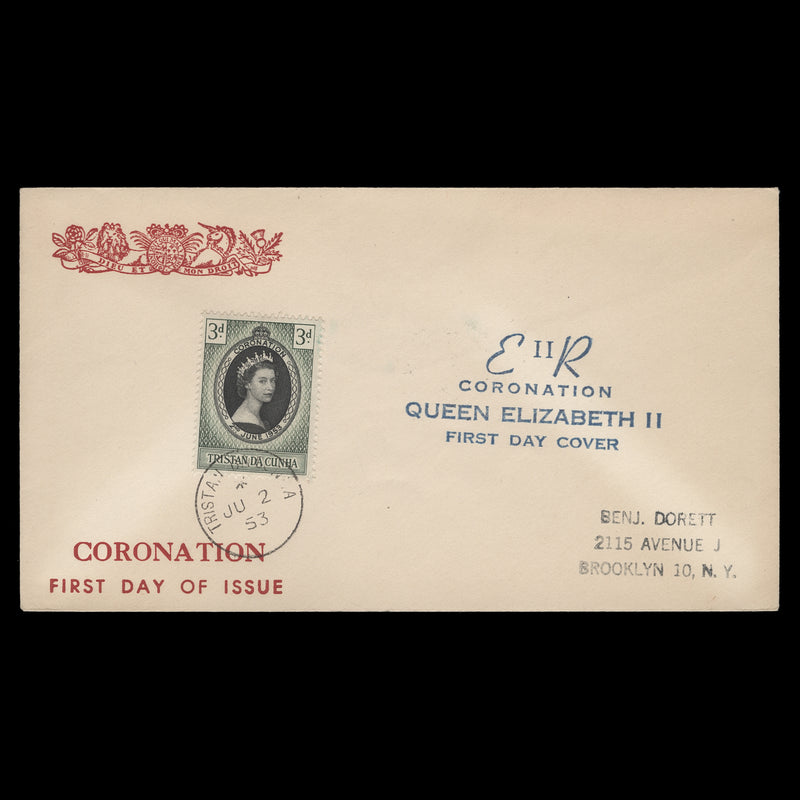 Tristan da Cunha 1953 (FDC) 3d Coronation