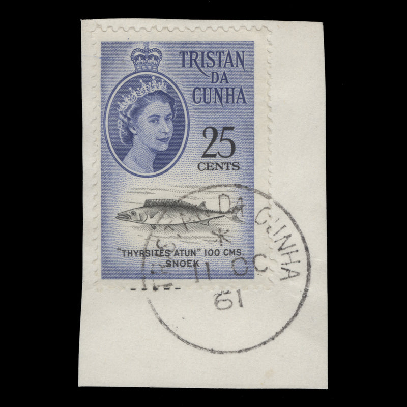 Tristan da Cunha 1961 (Used) 25c Snoek cancelled last day of mail service