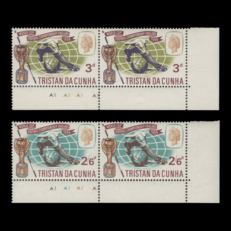 Tristan da Cunha 1966 (MNH) World Cup Football plate pairs