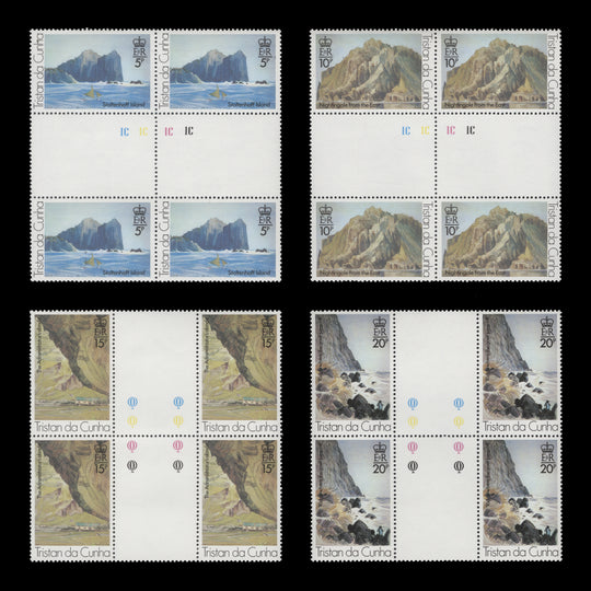 Tristan da Cunha 1980 (MNH) Island Views gutter blocks