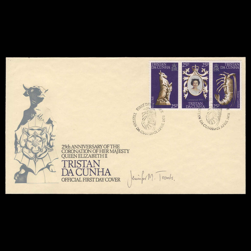 Tristan da Cunha 1978 Coronation Anniversary first day cover signed by designer