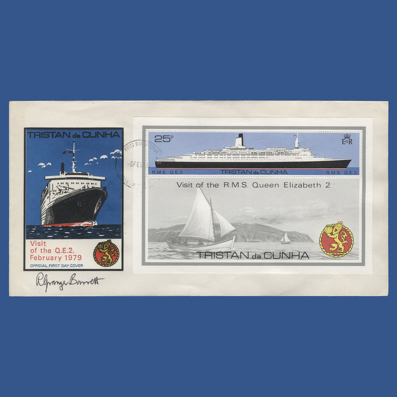 Tristan da Cunha 1979 Visit of QE2 first day cover signed by Richard Granger Barrett