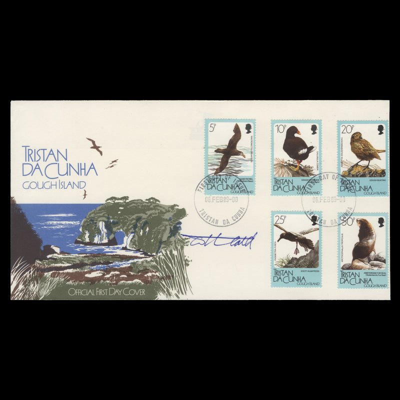 Tristan da Cunha 1989 Gough Island Fauna first day cover signed by designer
