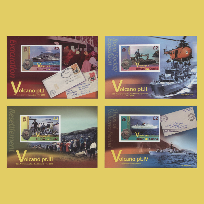 Tristan da Cunha 2011-13 Volcanic Eruption Anniversary imperf miniature sheets