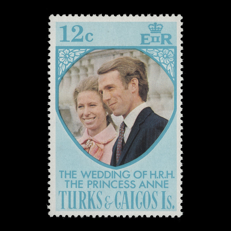 Turks & Caicos Islands 1973 (Variety) 12c Royal Wedding with watermark to right