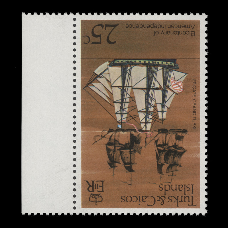 Turks & Caicos Islands 1976 (MNH) 25c American Revolution with inverted watermark