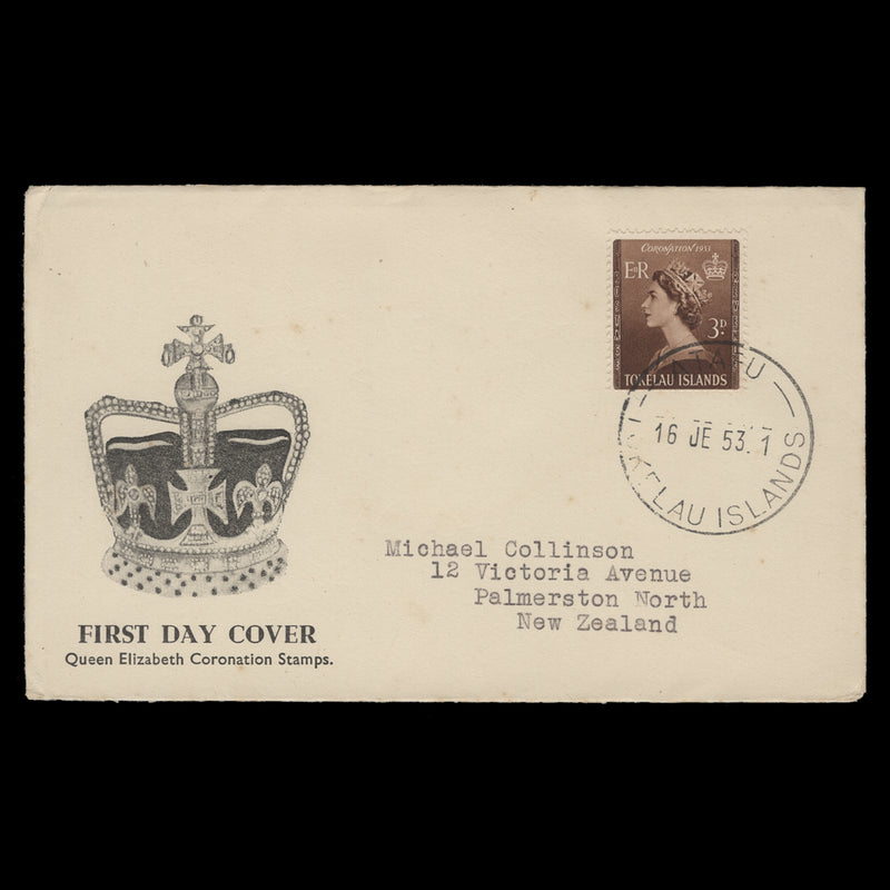 Tokelau 1953 (FDC) 3d Coronation, ATAFU