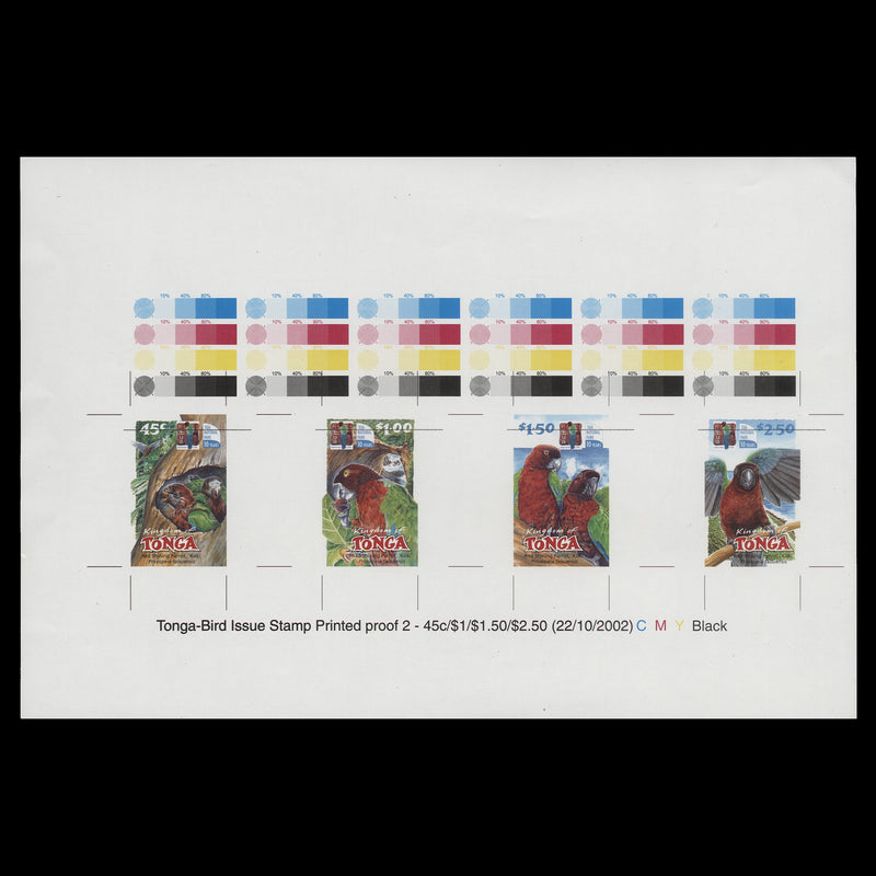 Tonga 2002 Red Shining Parrot composite imperf proof strip