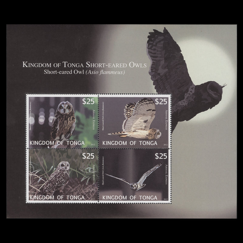 Tonga 2012 (MNH) Short-Eared Owls miniature sheet