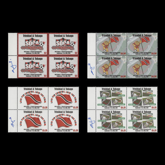 Trinidad & Tobago 2001 (MNH) Under 17 World Football Championship blocks signed by designer