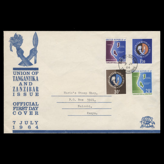 Tanganyika 1964 United Republic first day cover, DAR-ES-SALAAM