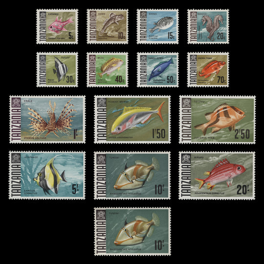 Tanzania 1970-73 (MNH) Fishes definitives, glazed paper