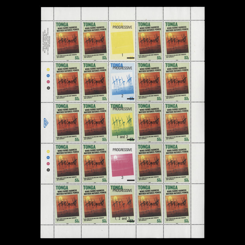 Tonga 1990 (MNH) Alternative Sources of Electricity SPECIMEN sheets
