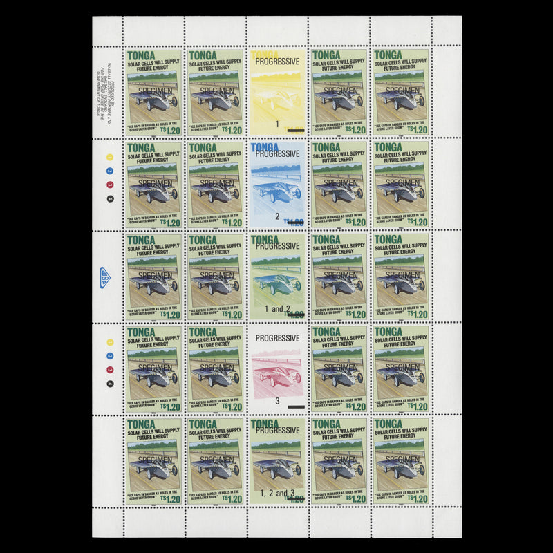 Tonga 1990 (MNH) Alternative Sources of Electricity SPECIMEN sheets