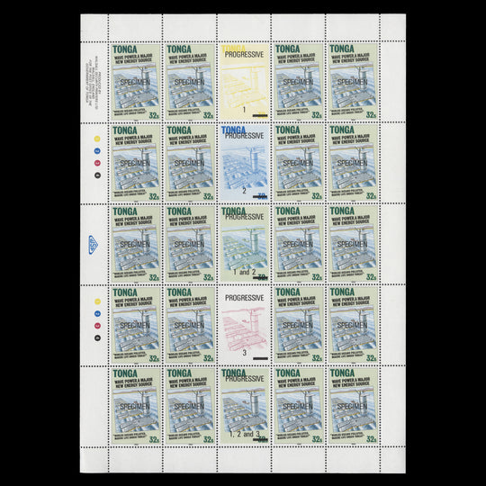 Tonga 1990 (MNH) Alternative Sources of Electricity SPECIMEN sheets