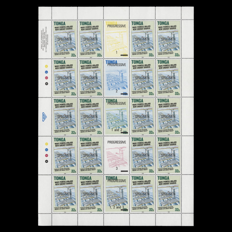 Tonga 1990 (MNH) Alternative Sources of Electricity SPECIMEN sheets