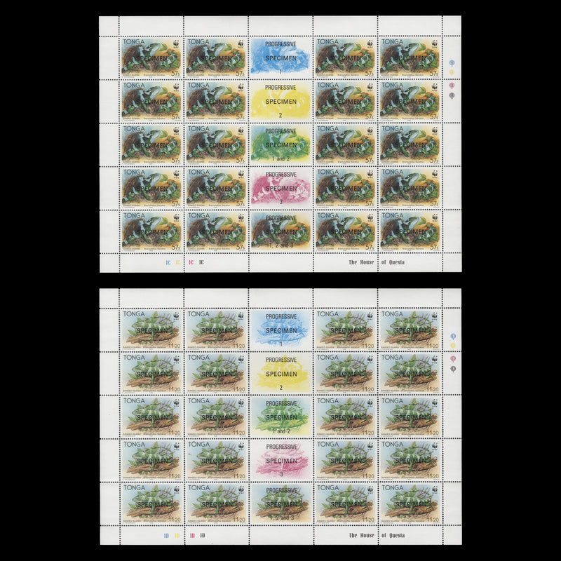 Tonga 1990 (MNH) Banded Iguana SPECIMEN panes