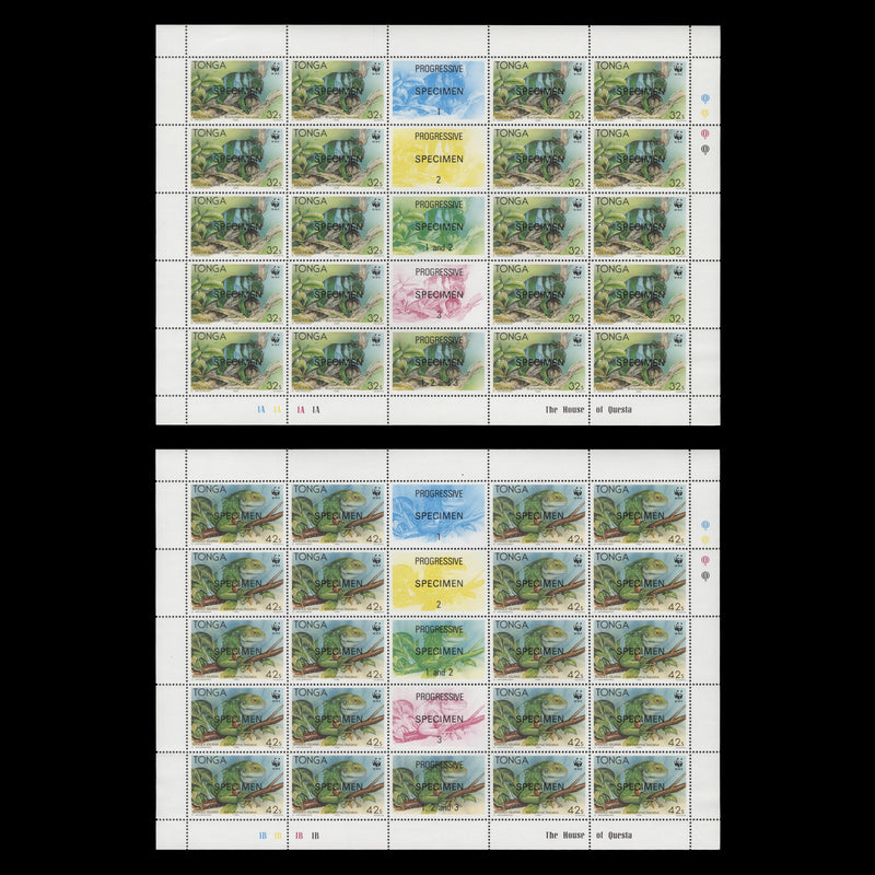 Tonga 1990 (MNH) Banded Iguana SPECIMEN panes