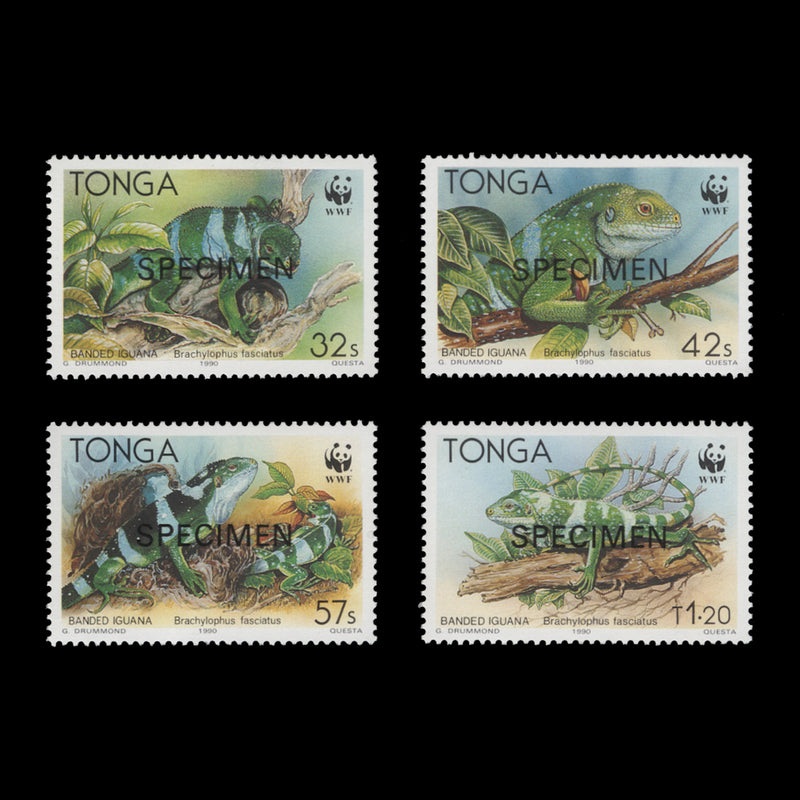 Tonga 1990 (MNH) Banded Iguana SPECIMEN set