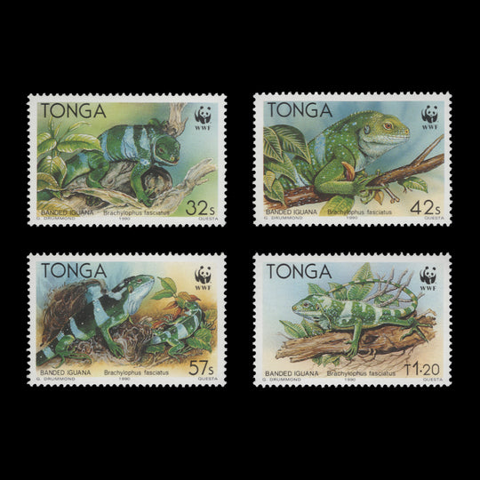 Tonga 1990 (MNH) Banded Iguana set