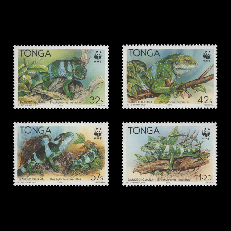 Tonga 1990 (MNH) Banded Iguana set