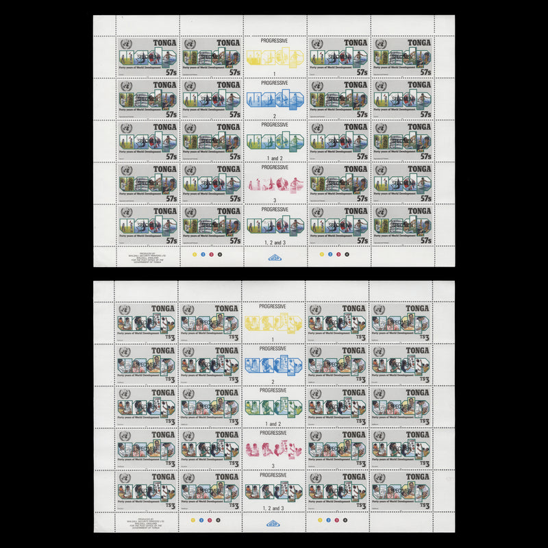 Tonga 1990 (MNH) UN Development Programme Anniversary SPECIMEN sheets