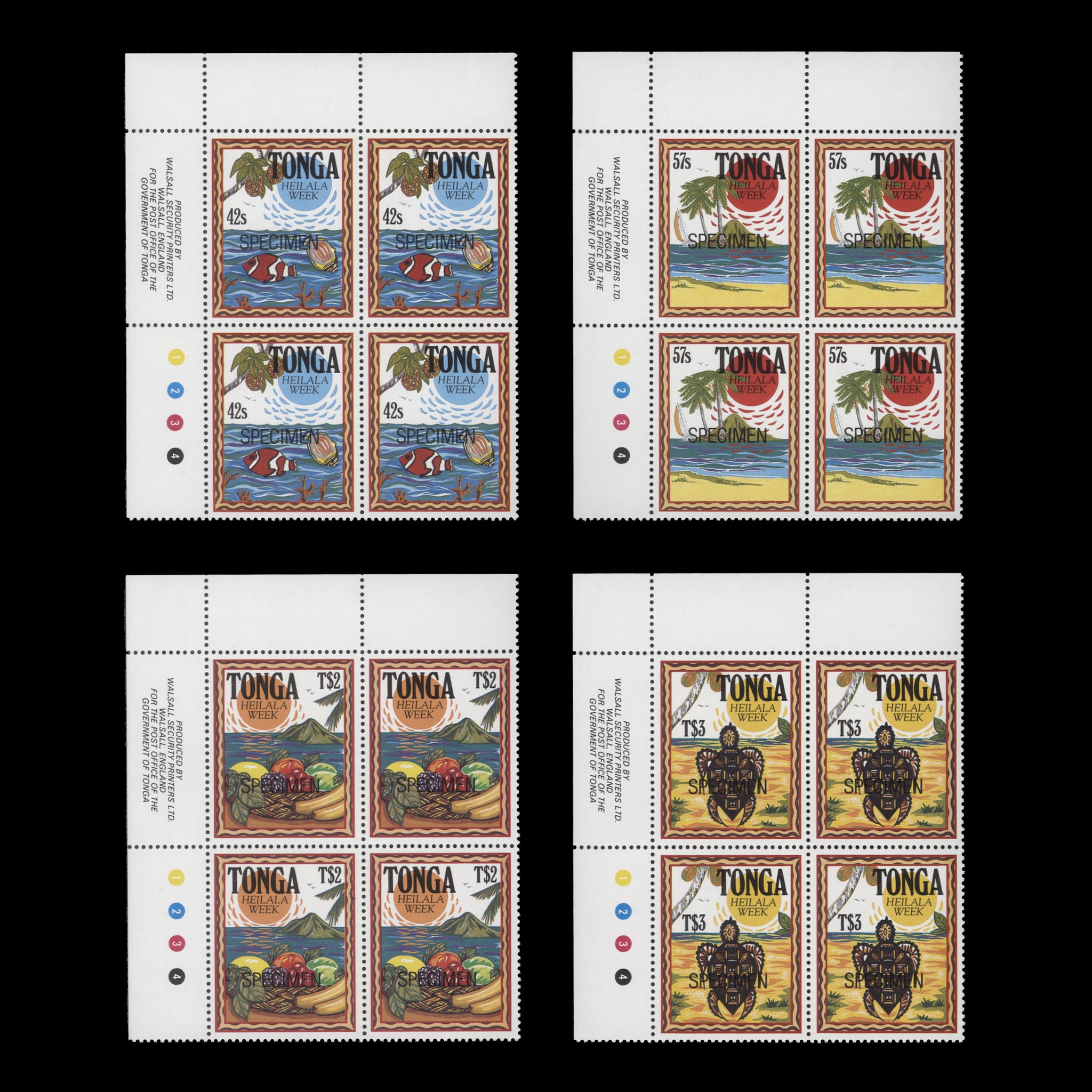 Tonga 1991 (MNH) Heilala Week SPECIMEN blocks – ZEBOOSE.COM