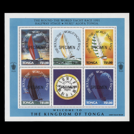 Tonga 1991 (MNH) Round the World Yacht Race SPECIMEN miniature sheet