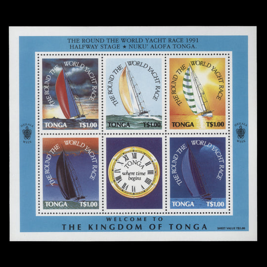 Tonga 1991 (MNH) Round the World Yacht Race miniature sheet