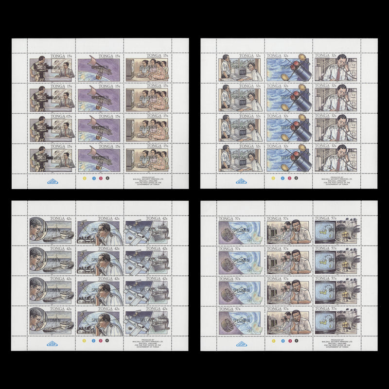 Tonga 1991 (MNH) Telecommunications SPECIMEN sheetlets