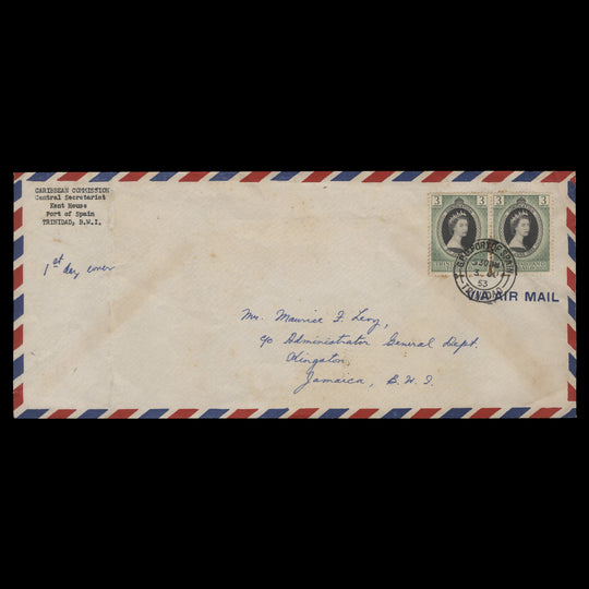 Trinidad & Tobago 1953 Coronation first day cover, PORT OF SPAIN