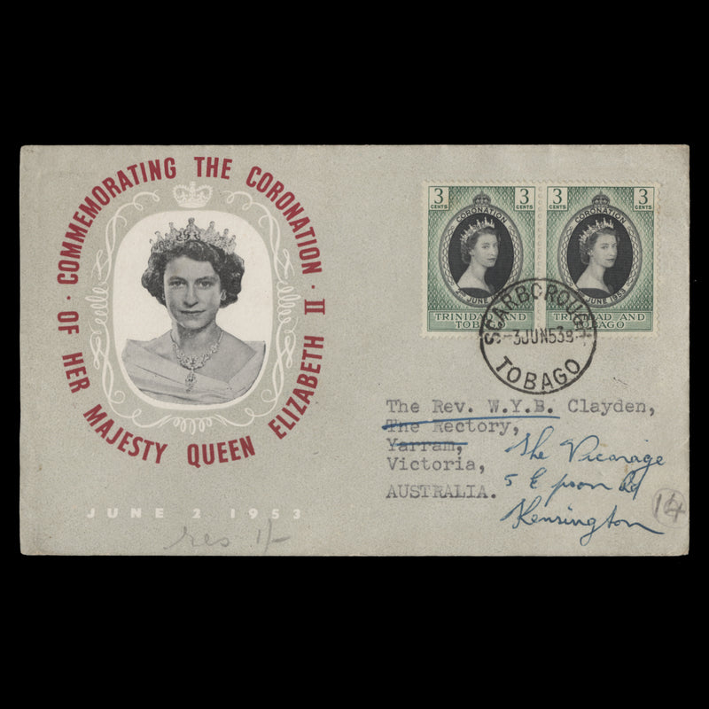 Trinidad & Tobago 1953 Coronation first day cover, SCARBOROUGH