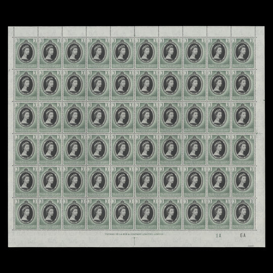 Trinidad & Tobago 1953 (MNH) 3c Coronation plate 1A–6A pane of 60 stamps