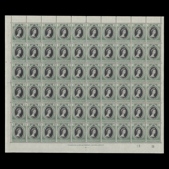 Trinidad & Tobago 1953 (MNH) 3c Coronation plate 1B–5B pane of 60 stamps