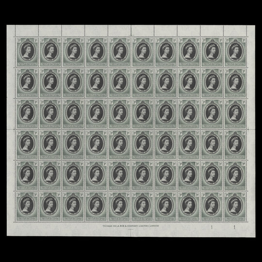 Tristan da Cunha 1953 (MNH) 3d Coronation plate 1–1 sheet of 60 stamps