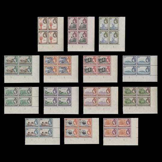 Tristan da Cunha 1954 (MNH) Definitives plate blocks